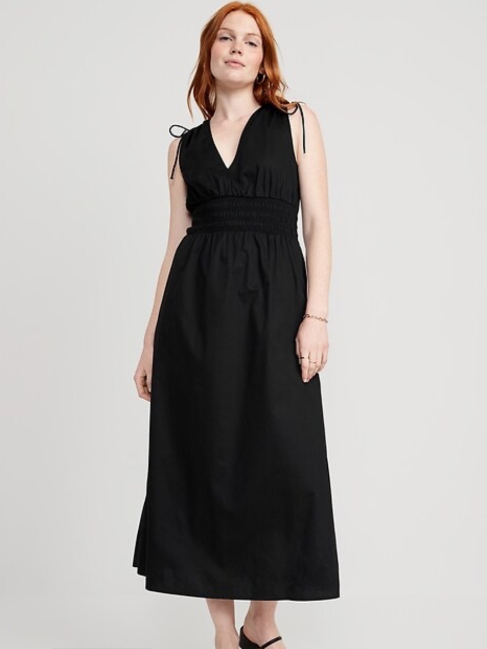 NWT Old Navy Fit & Flare Sleeveless Tie-Shoulder Smocked Maxi Dress